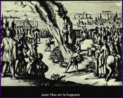 John Hus ejecutado en la hoguera